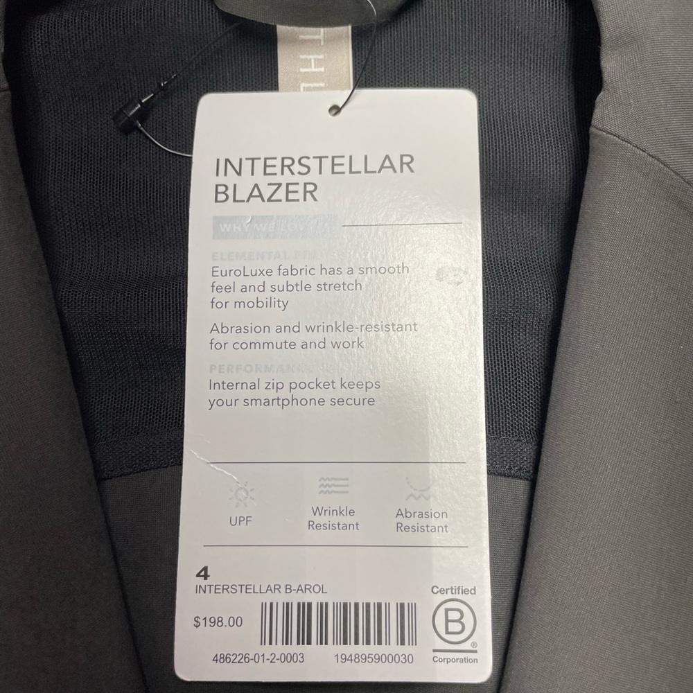 NWT Athleta Interstellar Dark Gray Blazer Pockets Sz 4 - Picture 9 of 9